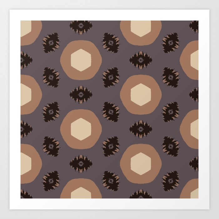 eye and circle motif hex pattern Art Print