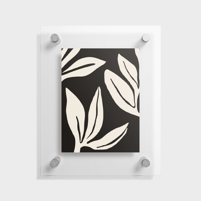 Botanical leaves Black and White Abstract Floating Acrylic Print