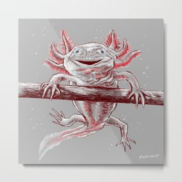 Axolotls Salamander Metal Print