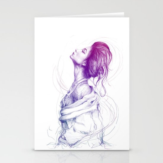 Beautiful Woman Lady Portrait Fashion Art Stationery Cards