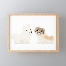 Custom Dog Art American Eskimo and Tibetan Spaniel Framed Mini Art Print