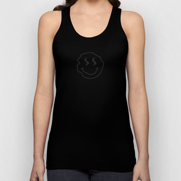 Wonky Smiley Face - Black and Cream Tank Top