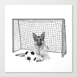 German shepherd Dog soccer goal - Football Canvas Print