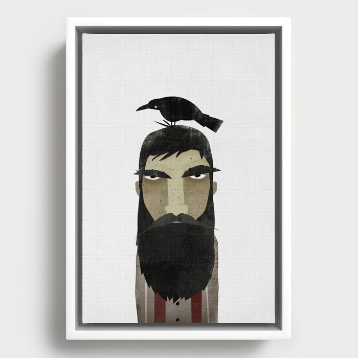 Lumberjack Beard + Crow Framed Canvas