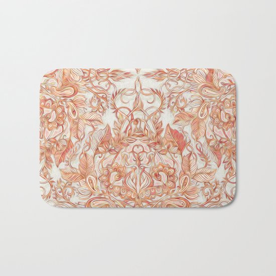 Autumn Peach Art Nouveau Pattern Bath Mat