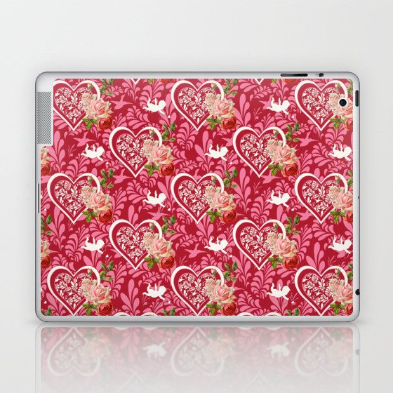 Cute Valentines Day Heart Pattern Lover Laptop & iPad Skin