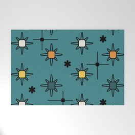 Atomic Sky Starbursts Teal Multicolored Welcome Mat