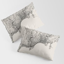 Nice - France. Map Illustration - Black and White Pillow Sham