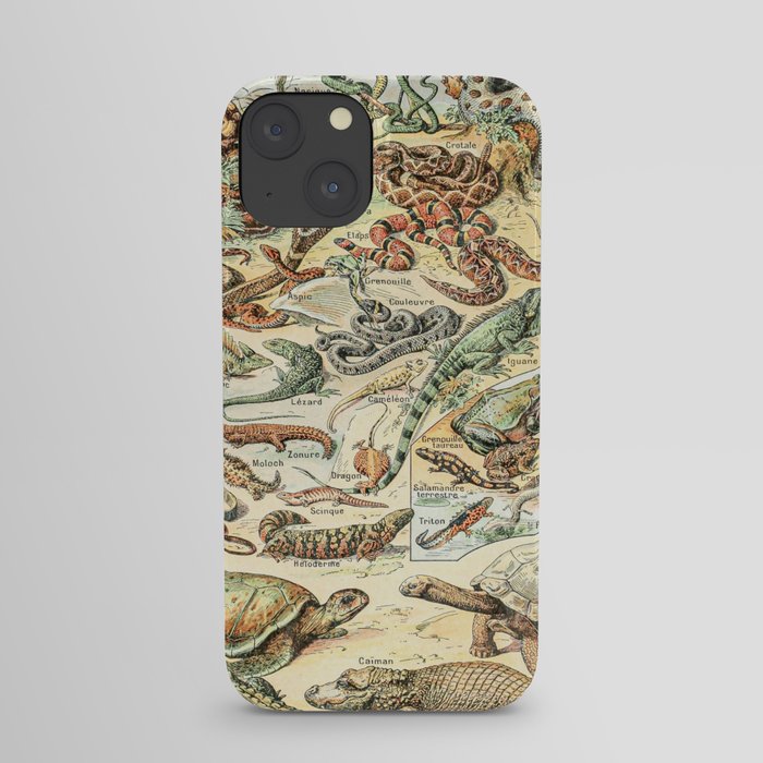 Reptiles II by Adolphe Millot // XL 19th Century Snakes Lizards Alligators Science Textbook Artwork iPhone Case