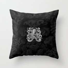 Octopus1 (Black & White, Square) Throw Pillow