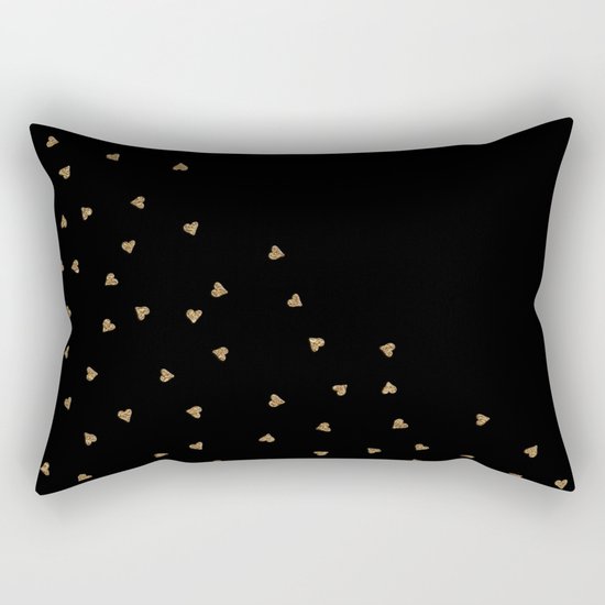 Gold Sparkle Glitter Heart- Luxury and glamour Hearts pattern Rectangular Pillow