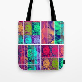 Rainbow Rose Collage Tote Bag