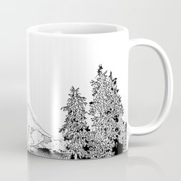 Mount Hood Oregon Black & White Sketch Coffee Mug