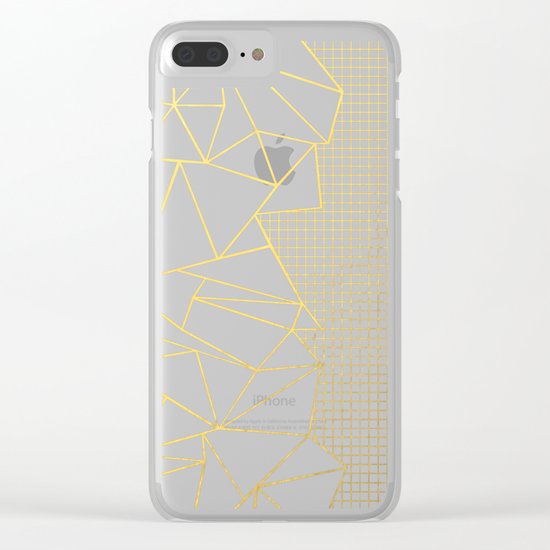 Ab Outline Grid Black and Gold Clear iPhone Case