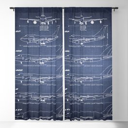 Boeing 747 Family Blueprint in High Resolution (dark blue) Blackout Curtain