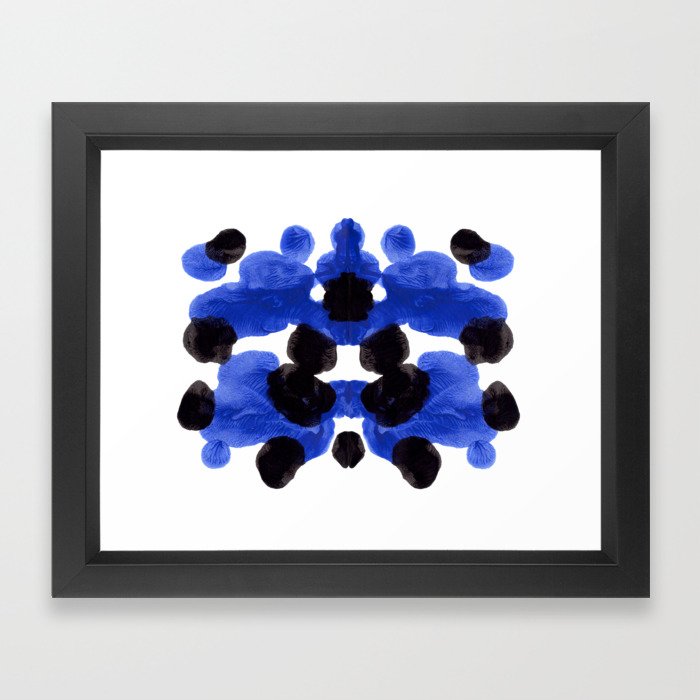 Periwinkle Purple Blue And Black Ink Blot Diagram Framed Art Print