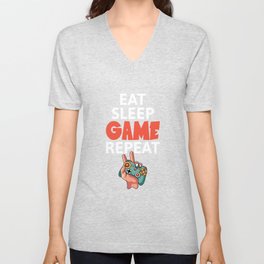 Eat Sleep Game Repeat gamer V Neck T Shirt