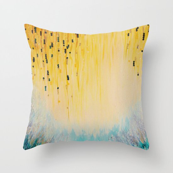 MYSTIC GARDEN Lovely Fairy Land Abstract Painting Acrylic Fine Art Winter Colorful Fantasy Magical Throw Pillow