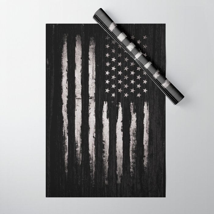 White Grunge American flag Wrapping Paper