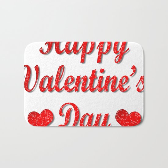 Happy Valentine's Day Red Hearts Bath Mat