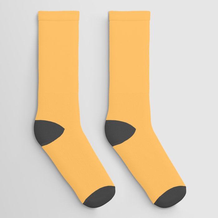 Mid-tone Orange-Yellow Solid Color Pairs Pantone Banana 13-0947 TCX - Shades of Orange Hues Socks