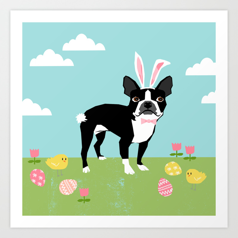 Boston Terrier Easter Bunny Costume Dog Cute Spring Gifts Art Print By Bostonterrier Society6