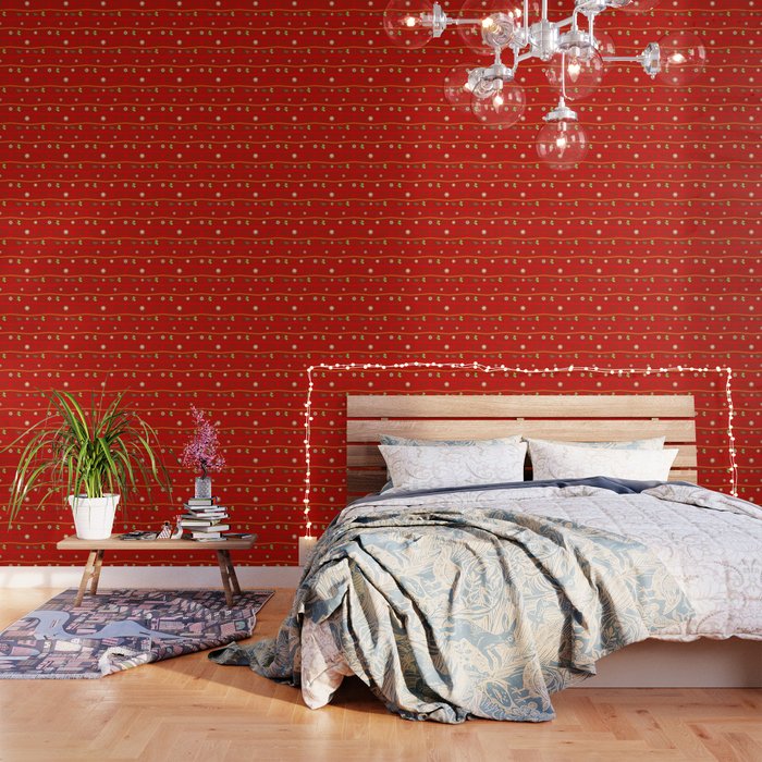 Christmas Pattern Retro Red Tiny Items Wallpaper