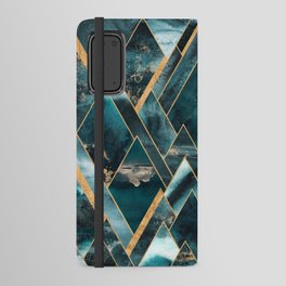Mountains of Teal - Bronze Geometric Midnight Black Android Wallet Case