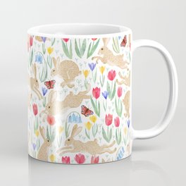 March hares in the spring meadow Coffee Mug