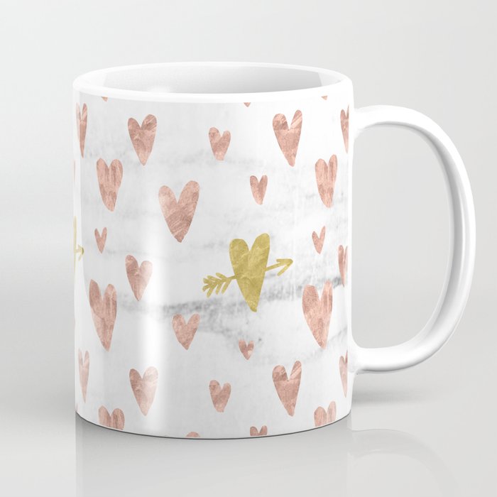 Rose Gold Marble Hearts Design Pattern Coffee Mug