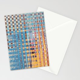 Blue And Yellow Distorted Criss Cross  Stationery Card