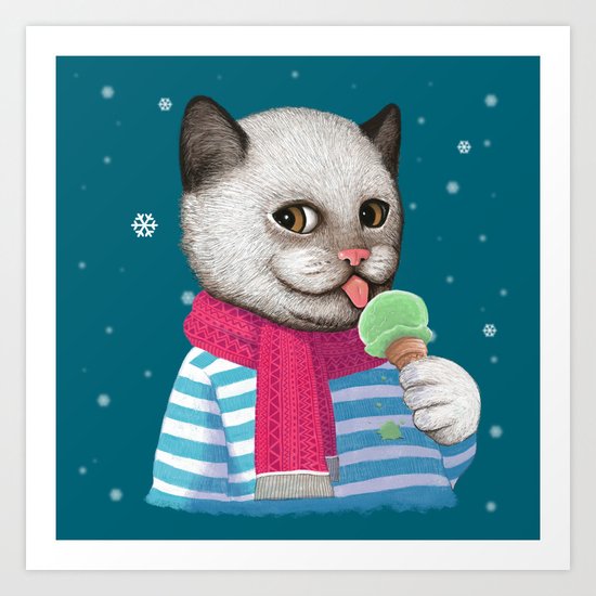 Ice cream & Snow Art Print