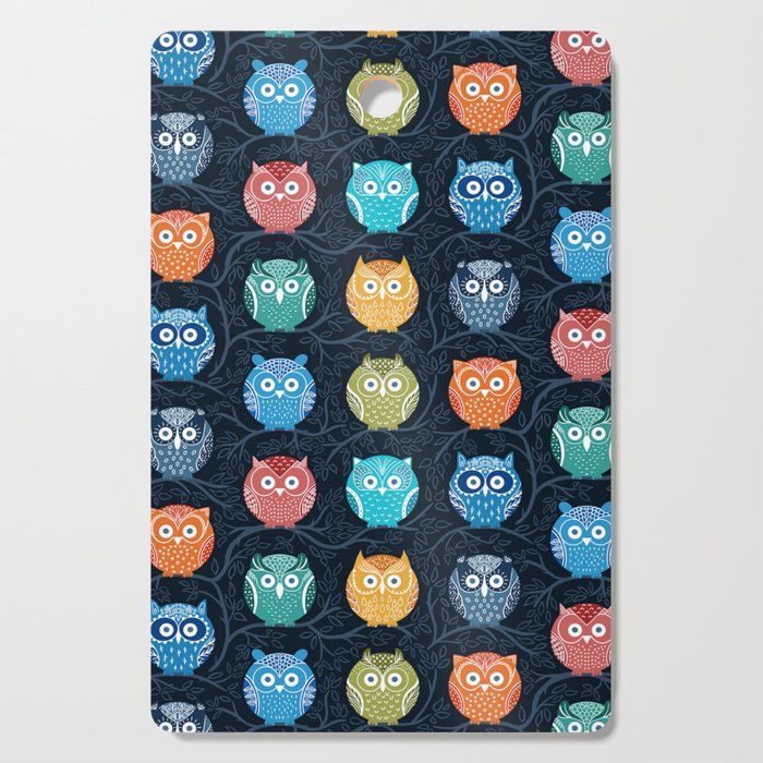 Rainbow Owls Art Cutting Board