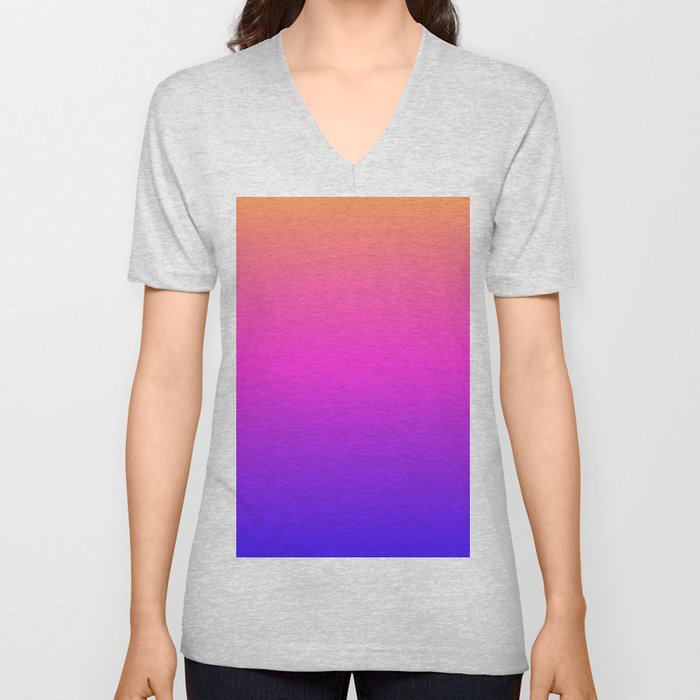 Retro Sunset Art Print V Neck T Shirt