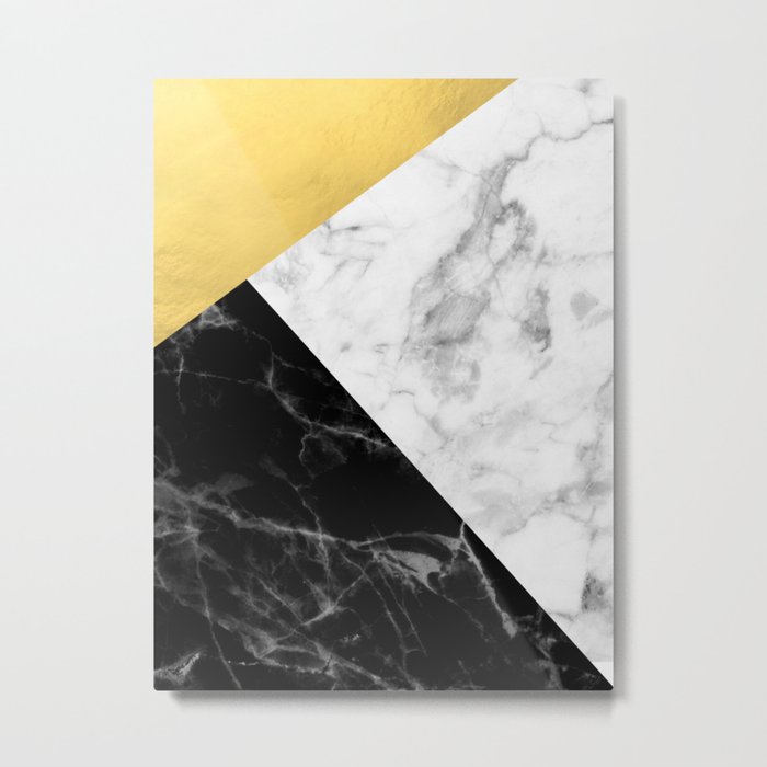 Marble & Gold Collage Metal Print