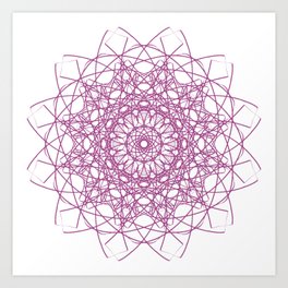 Purple spirograph mandala of love Art Print