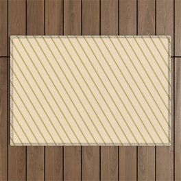 [ Thumbnail: Dark Khaki and Bisque Colored Lines Pattern Outdoor Rug ]