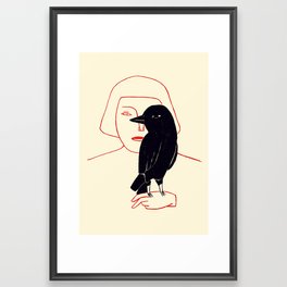 Women and bird Framed Art Print