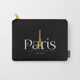 Paris is always a good idea - Audrey Hepburn - gold eiffel Black Carry-All Pouch