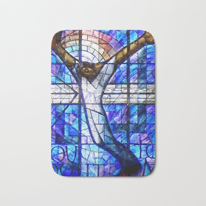 African American Portrait Painting of the Wales window at the 16th Street Baptist by Jeanpaul Ferro Bath Mat