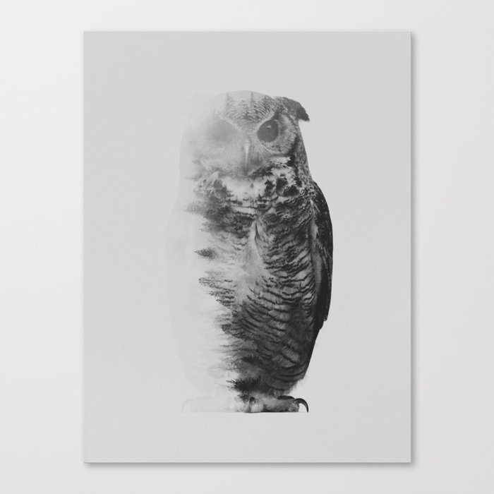 The Owl (black & white version) Canvas Print
