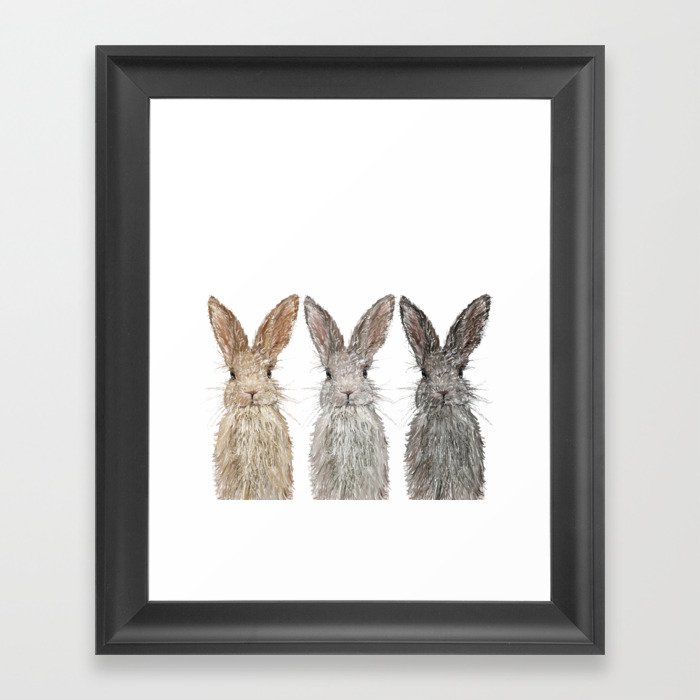 Triple Bunnies Framed Art Print