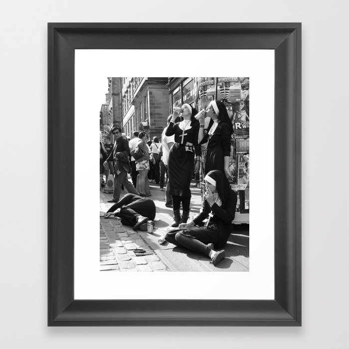 Nuns Photography Rebellious Nuns Drinking and Smoking Poster | Smoking Nuns Vintage Photo -Smoking Framed Art Print