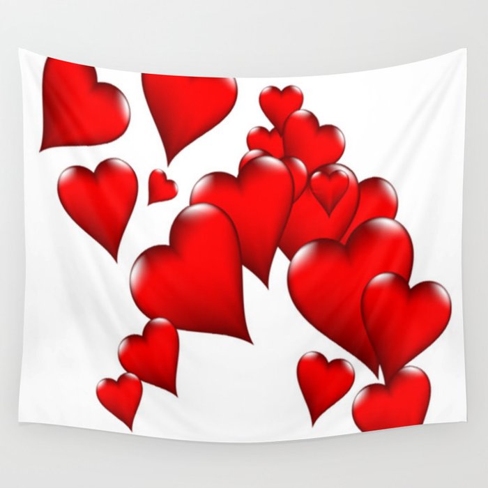 MODERN ART RED VALENTINES HEART  DESIGN Wall Tapestry