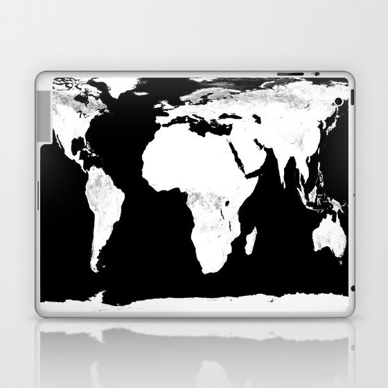 World Map Black & White Laptop & iPad Skin