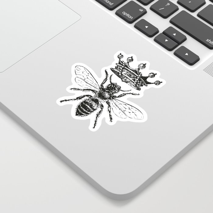 Queen Bee No. 1 | Vintage Bee with Crown | Black and White | Sticker