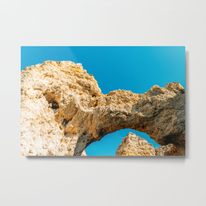 Natural Rock Formations In Lagos, Algarve Portugal, Travel Photo, Large Printable Photography Metal Print