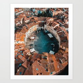 Historical center of Lucca | Tuscany, Italy | Travel Photography Drone  Art Print