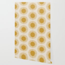 Golden Sun Pattern Wallpaper | Vintage, Rustic, Boho, Nature, Pattern, Sun, Happy, Shapes, Retro, Geometric 