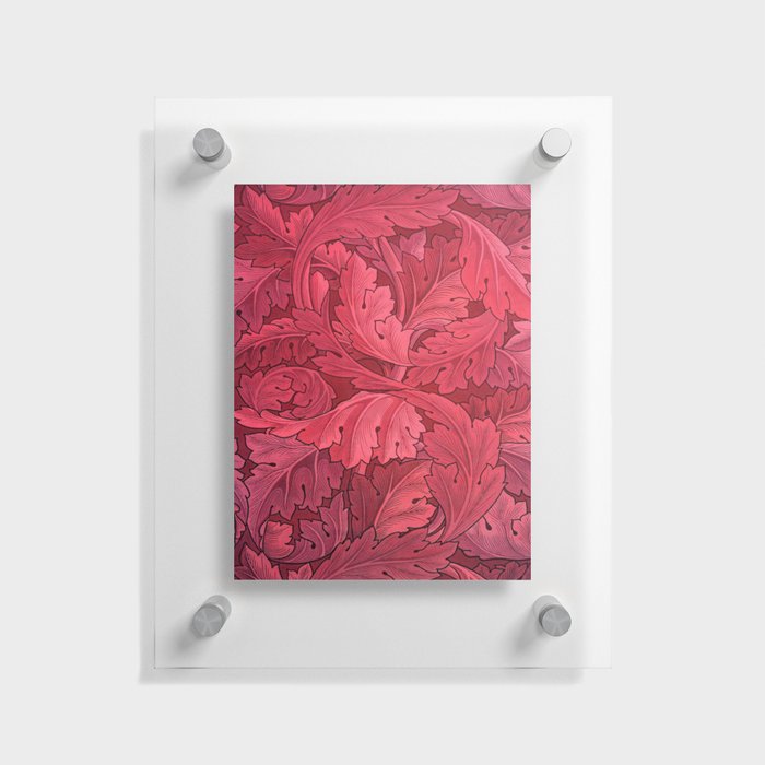 William Morris herbaceous acanthus crimson red Italian Laurel textile floral leaf print for duvet, curtain, pillow, bathroom, wallpaper, and home and wall decor Floating Acrylic Print